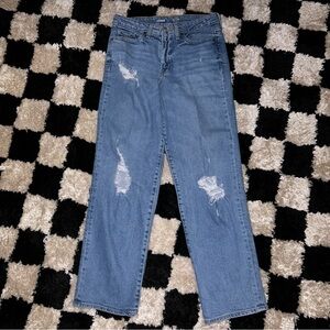 Old Navy High Rise OG Loose Distressed Medium Wash Jeans Size 8 Pockets
